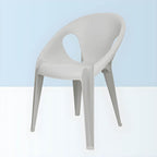 Stackable modern arm chair with open back made of plastic and acrylic for dining