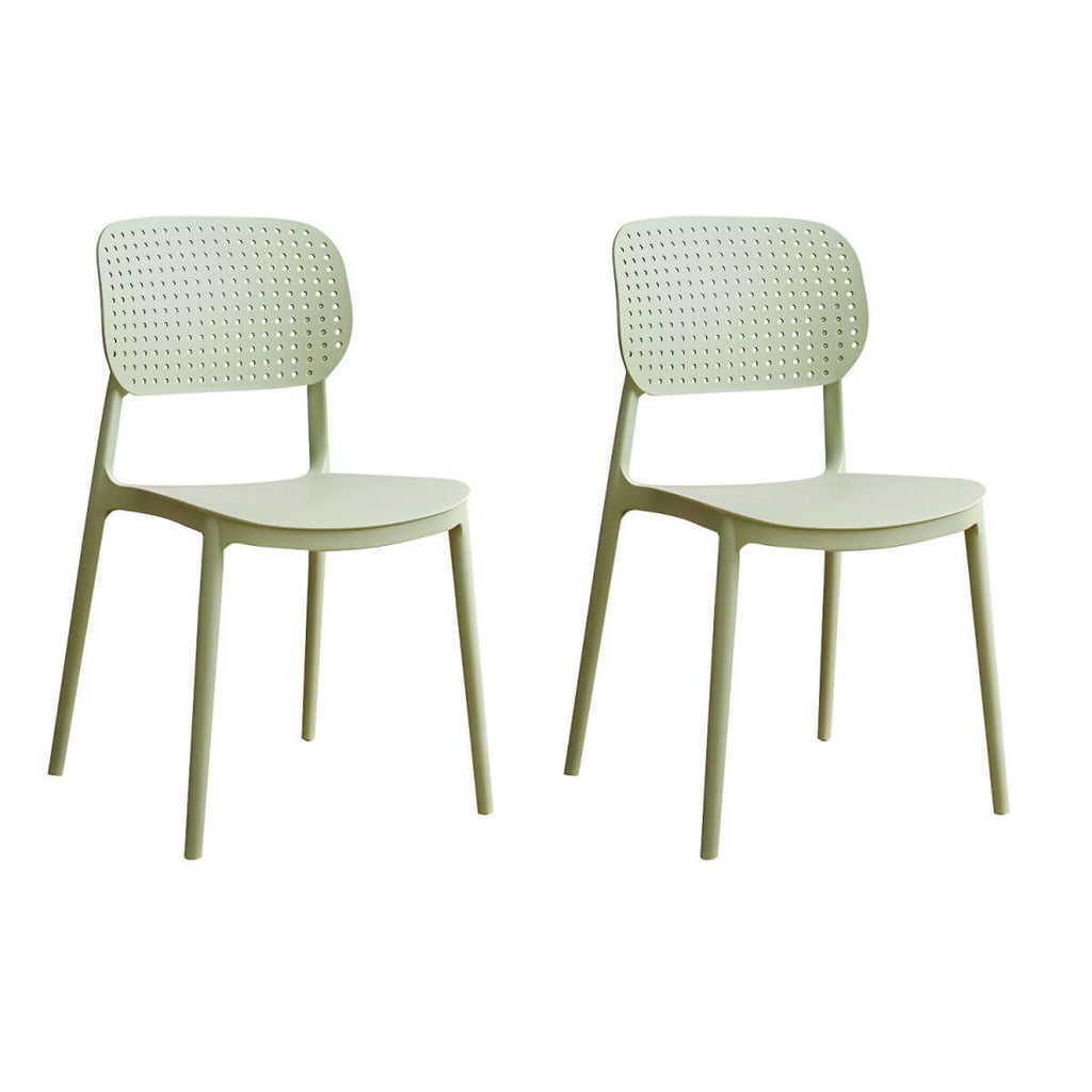 Stackable Scandinavian style plastic and acrylic side chair with low back for dining