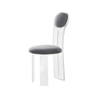 Contemporary upholstered dining chair with clear acrylic frame for kitchen seating