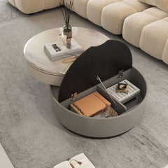 Microcrystalline Stone Top Rotating Round Coffee Table