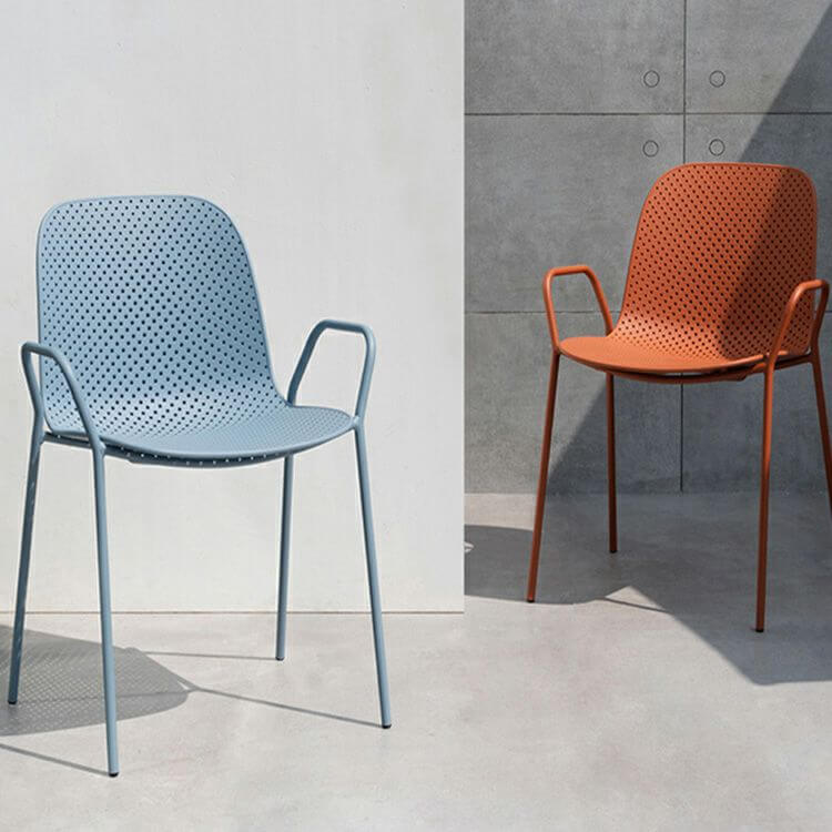 Scandinavian stackable kitchen chair with plastic and acrylic seat and metal legs main product image Hauptbild