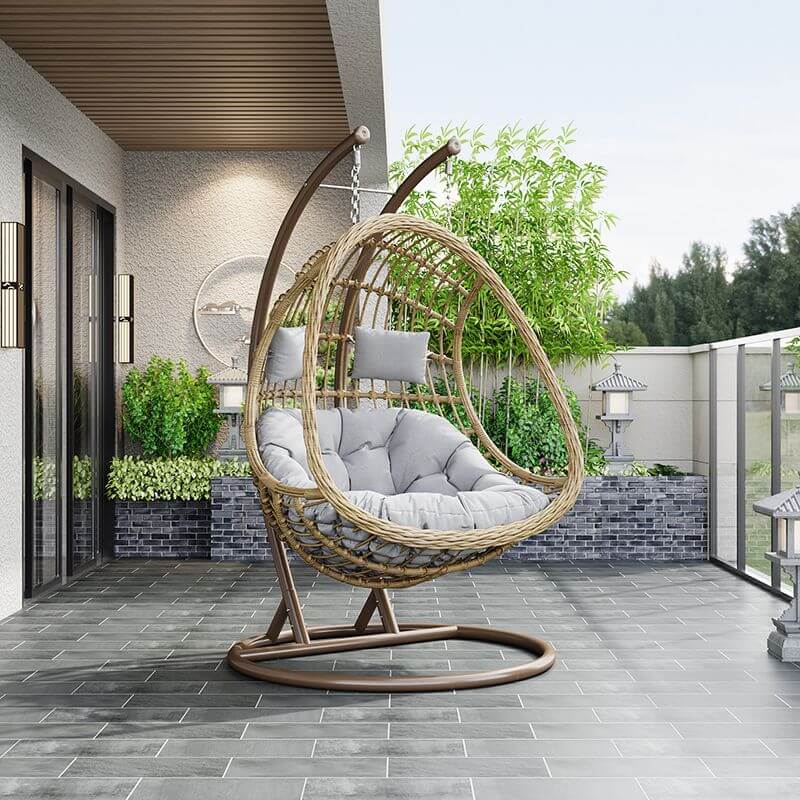 Tropical alloy framed porch swing egg chair with stand and chain included