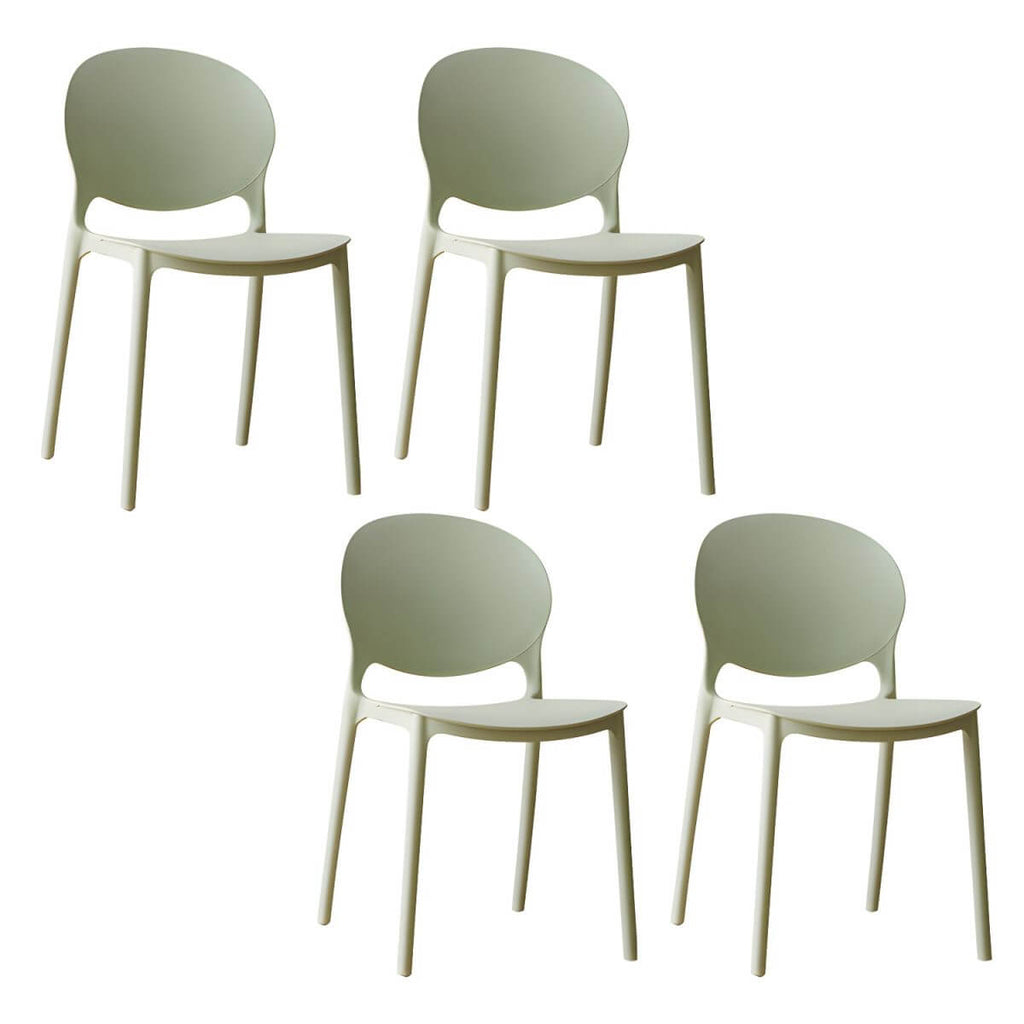 Scandinavian plastic dining chair with open back and four legs, ideal for home use