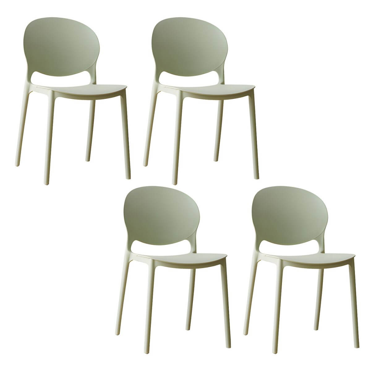 Scandinavian plastic dining chair with open back and four legs, ideal for home use