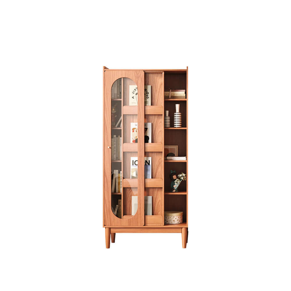 Multifunctional wooden bookcase combo with storage and display cabinet features