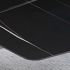 Modern 70.87" Black Marble Dining Table Sintered Stone Top X-Base