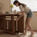 Folding dining table with storage, space-saving and multi-purpose design for small spaces