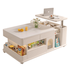 Cream lift-top coffee table with smart storage and easy mobility for modern living rooms