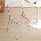 Modern collapsible open back side chair made of plastic and acrylic, ideal for kitchen and dining areas