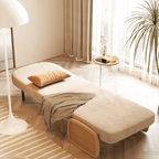 MidCentury modern single sofa bed with rattan, convertible folding daybed and lounge chair