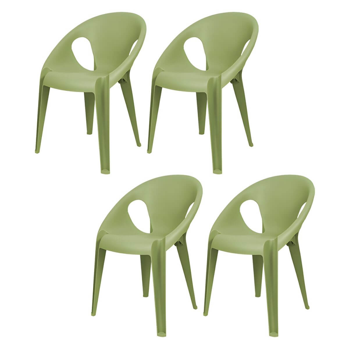 Stackable modern arm chair with open back made of plastic and acrylic for dining