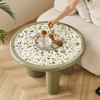 Green terrazzo coffee table set with modern design for stylish living rooms