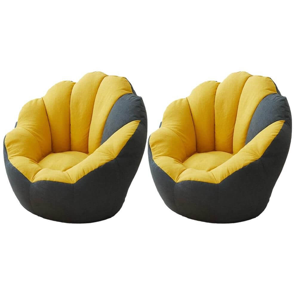 Lemon color cotton blend Papasan chair with slipcover and sewn pillow back accent