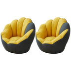 Lemon color cotton blend Papasan chair with slipcover and sewn pillow back accent