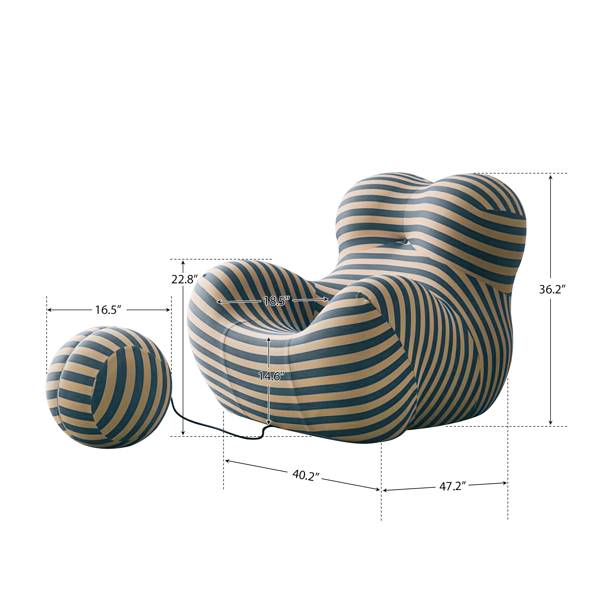 Single lounge sofa chair with ottoman, stylish and comfortable seating for living room