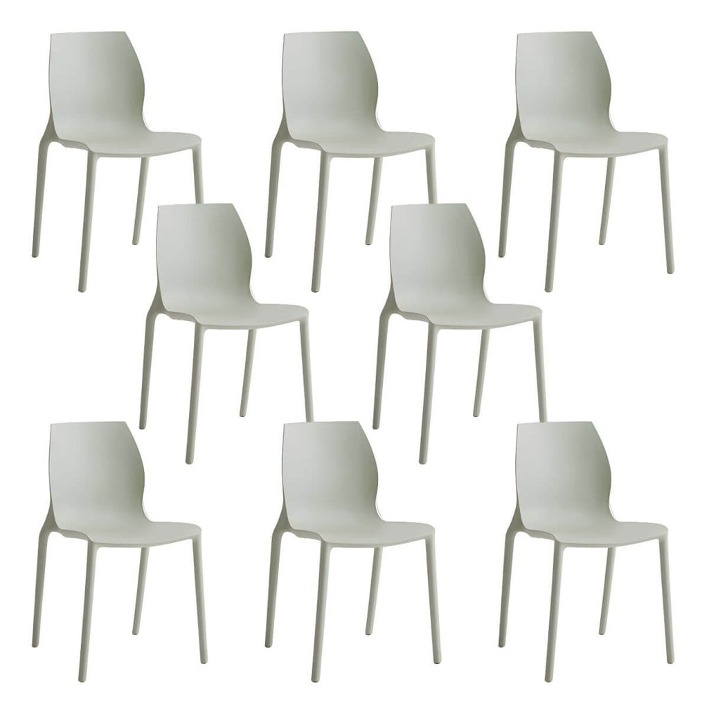 Stackable modern Scandinavian plastic and acrylic chair for kitchen and dining use