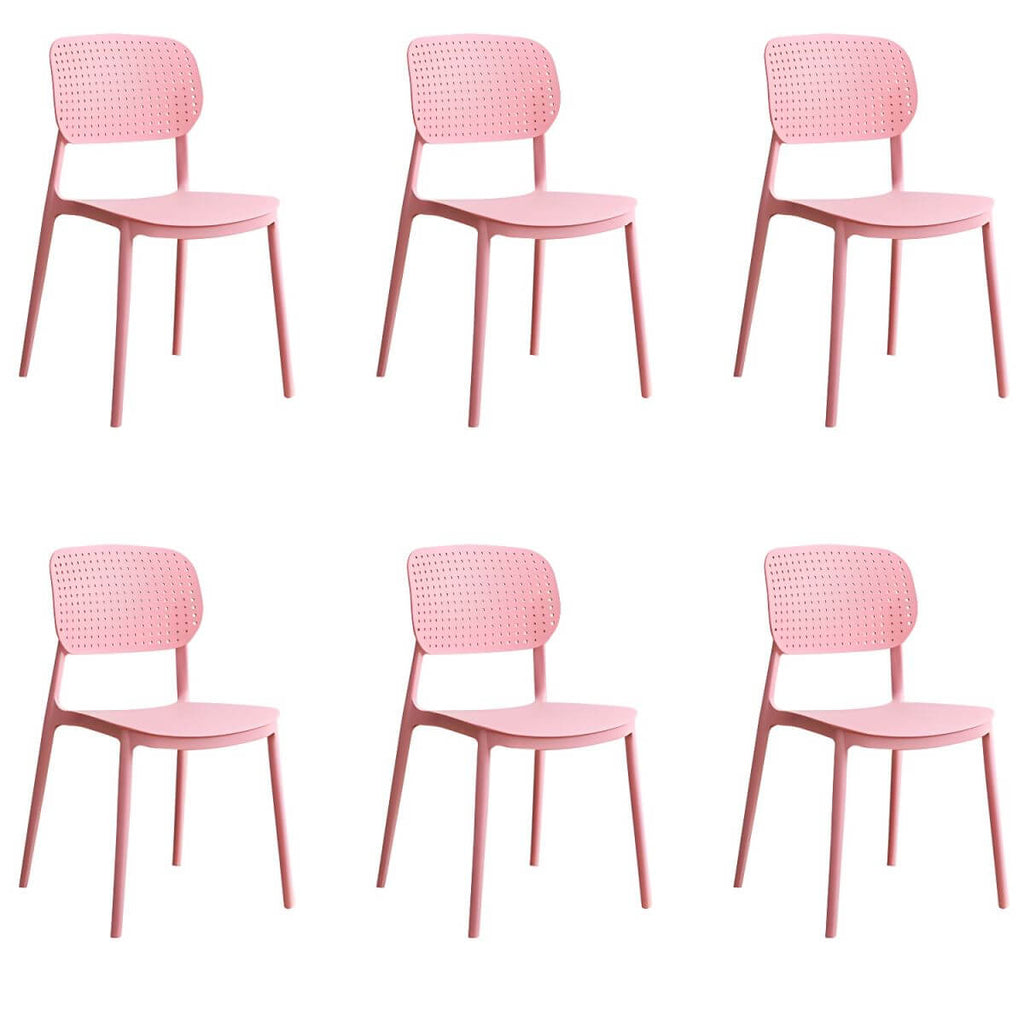 Stackable Scandinavian style plastic and acrylic side chair with low back for dining