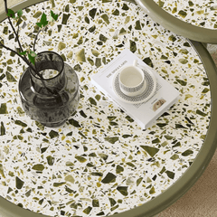 Stylish Green Terrazzo Coffee Table Set for Modern Living Rooms