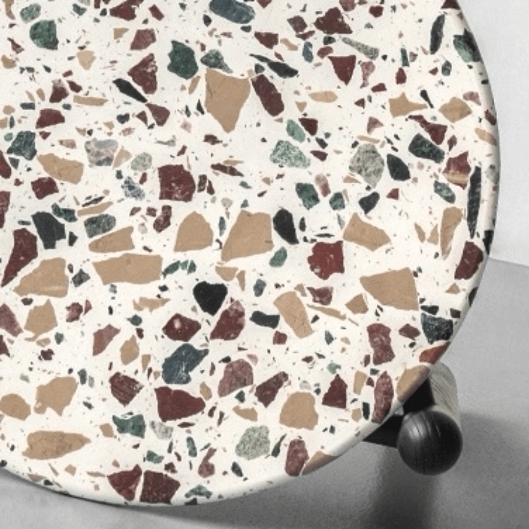 Contemporary terrazzo side table with unique patterns and easy maintenance