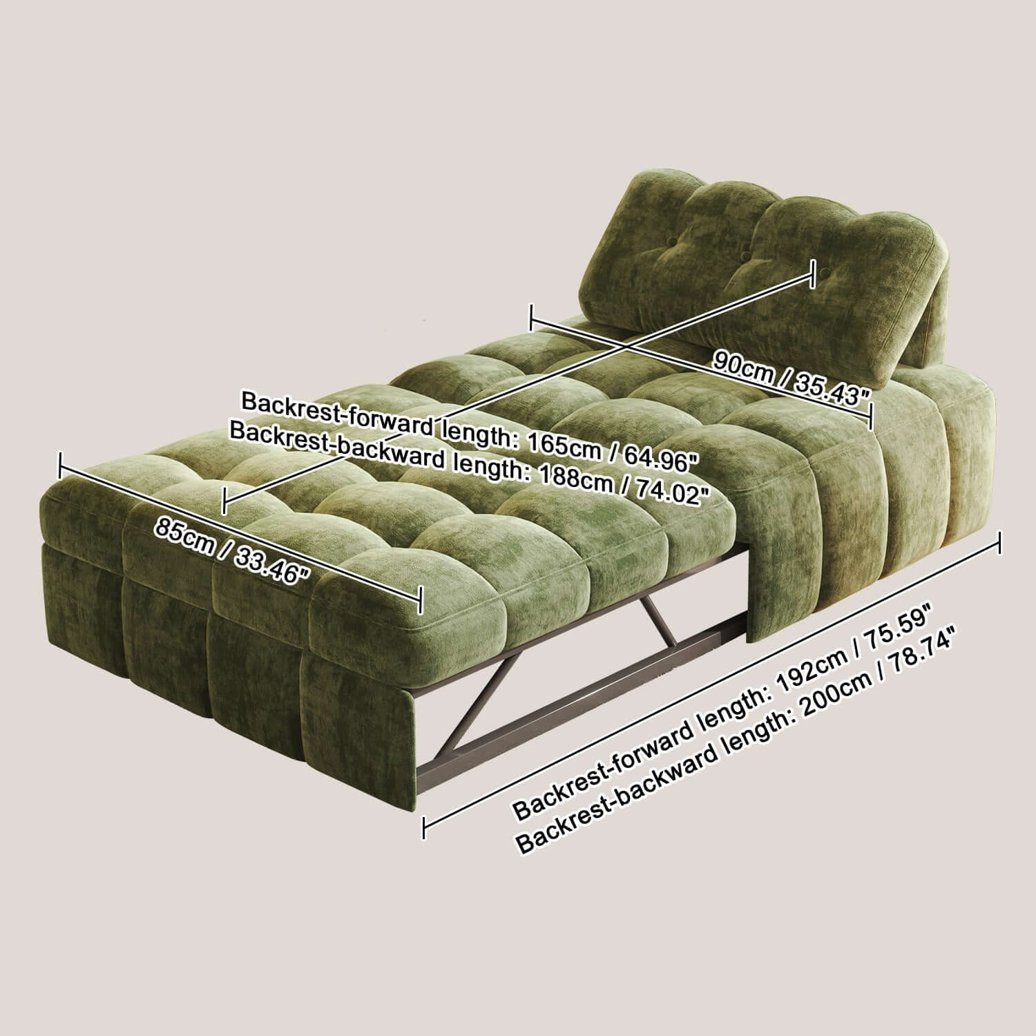 Cocochairs Modern Chenille Pull-Out Single Sofa Bed – Space-Saving Lounge & Guest Sleeper