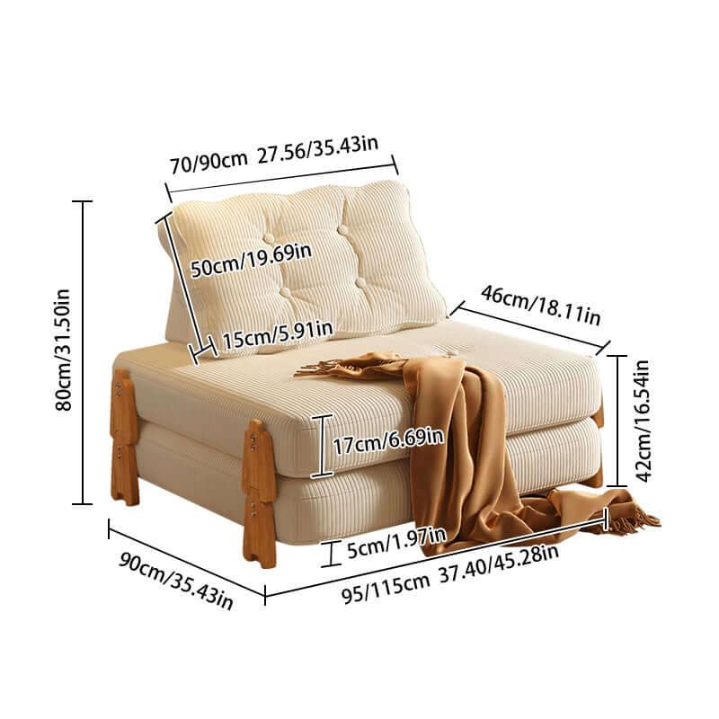 Modular floor sofa bed that folds, convertible for sitting or sleeping comfortably