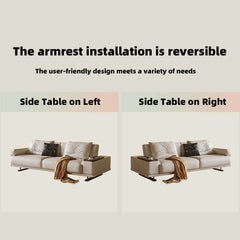 Modern Minimalist Folding Sofa bed with Reversible Armrests & Adjustable Side Table
