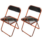 Contemporary acrylic folding armless chair with open back, ideal for dining rooms