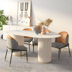 Oval dining table with imitation marble top, stylish simplicity design for home furniture main product image