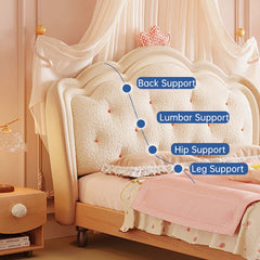 Lit de princesse moderne en bois crème pour enfants en rose et blanc