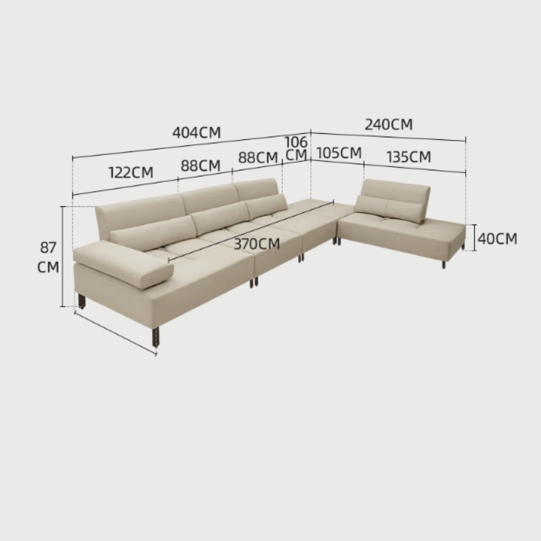 Cream white ergonomic sofa with transformable comfort and contemporary design