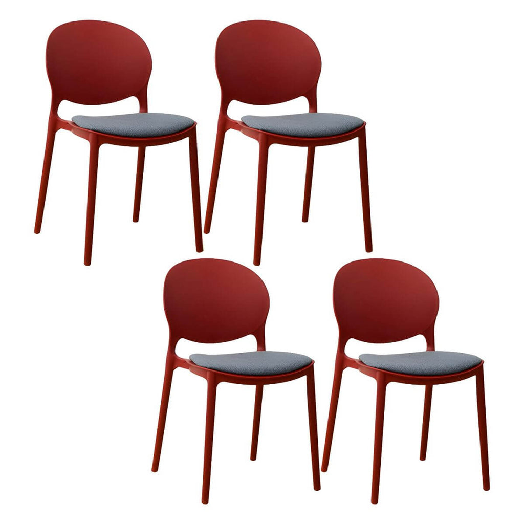 Scandinavian plastic dining chair with open back and four legs, ideal for home use