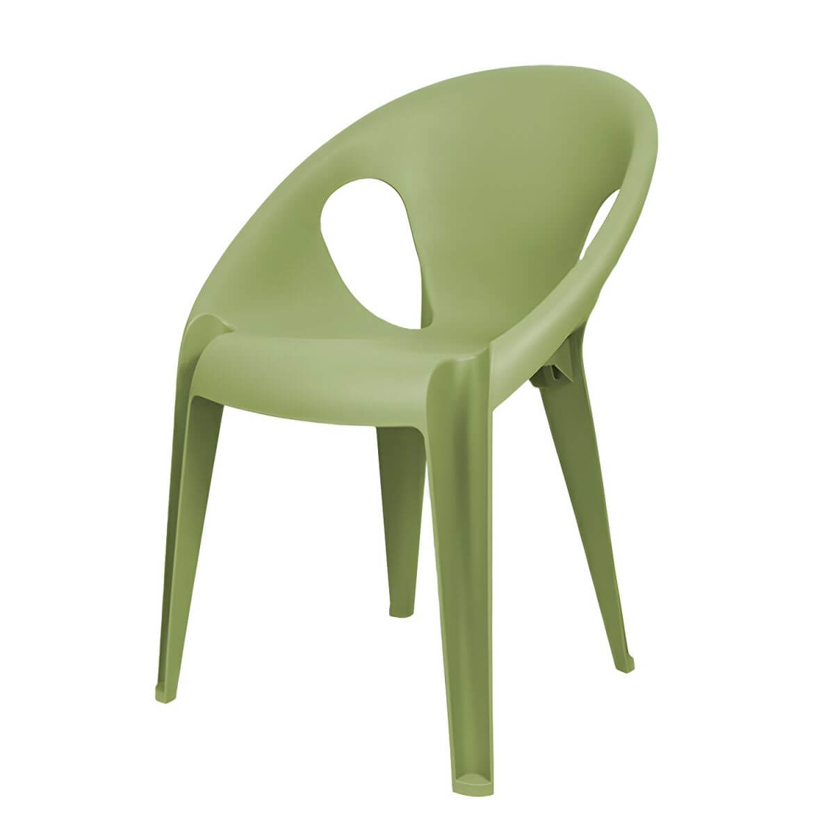 Stackable modern arm chair with open back made of plastic and acrylic for dining
