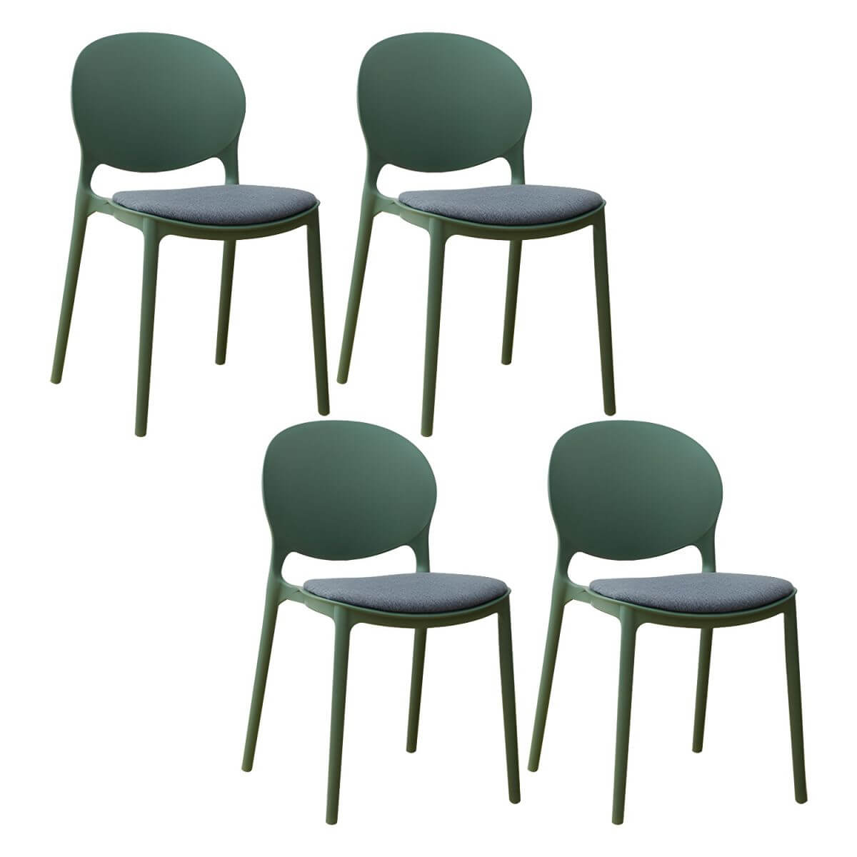 Scandinavian plastic dining chair with open back and four legs, ideal for home use