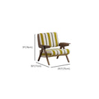 Accent arm chair with fixed back and armrest, available in solid color, striped, and floral patterns