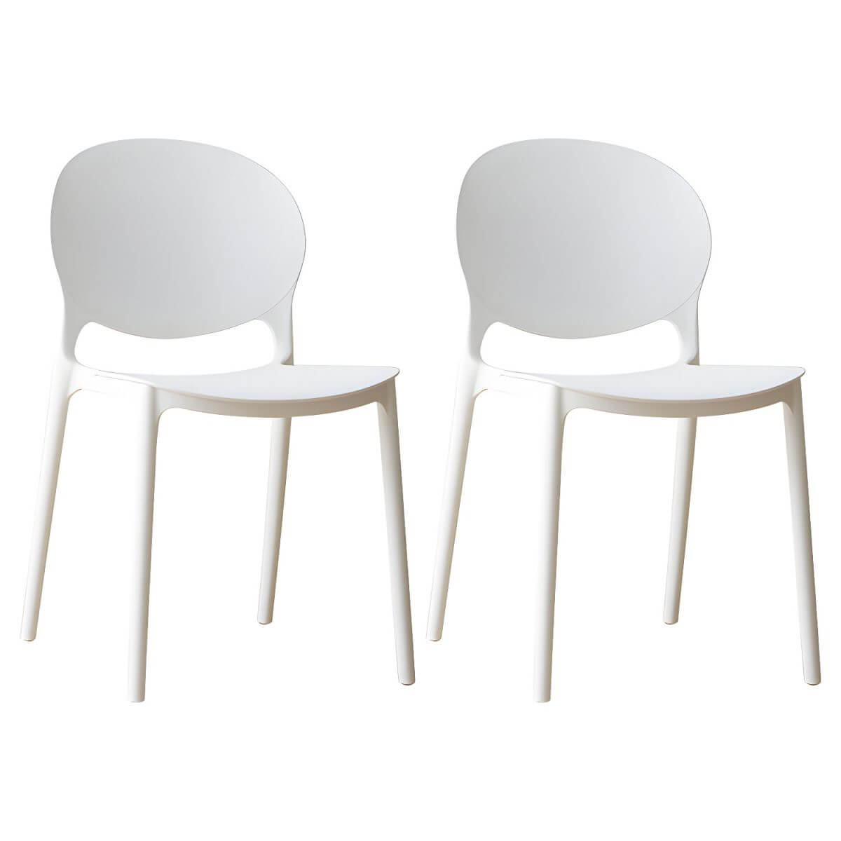 Scandinavian plastic dining chair with open back and four legs, ideal for home use