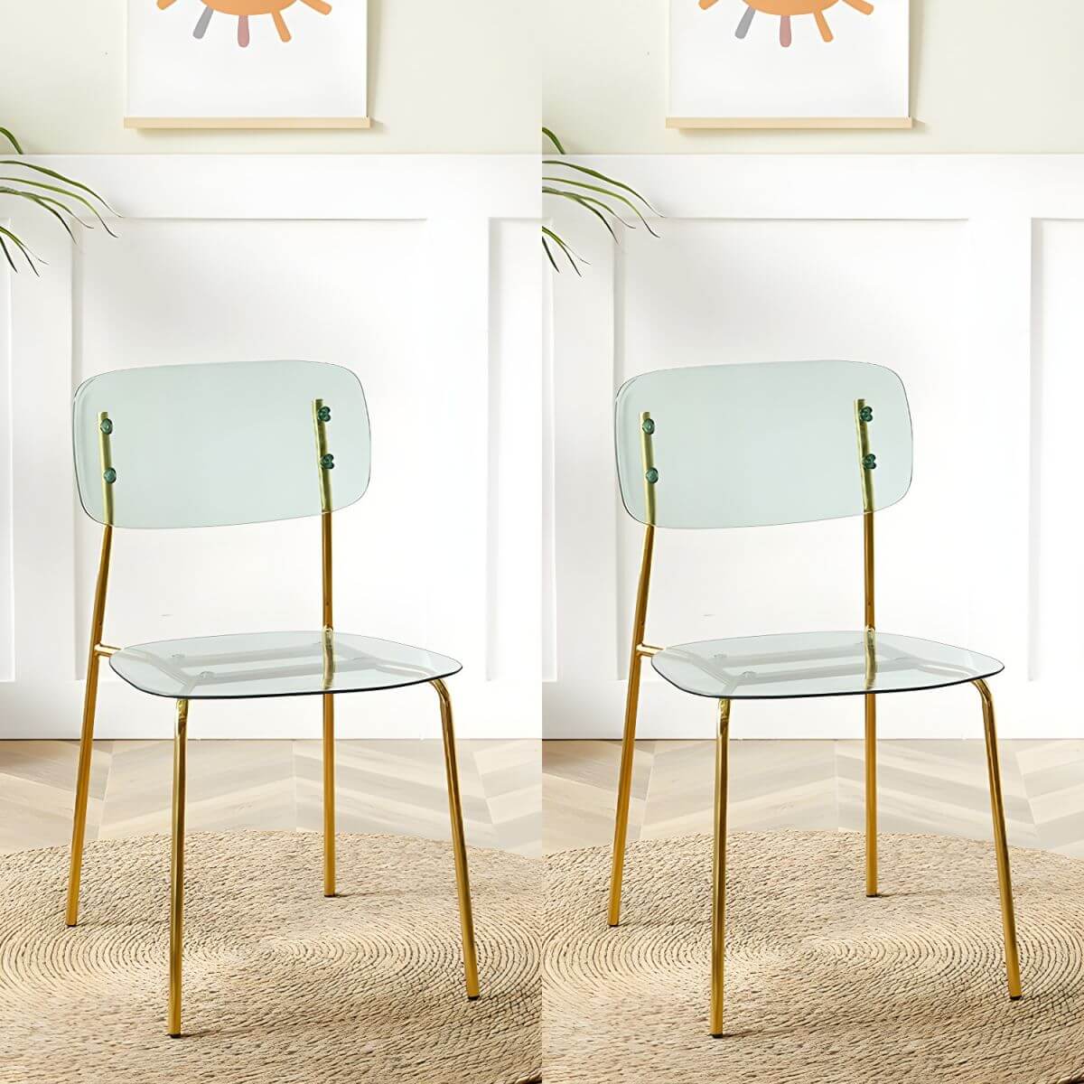 Transparent acrylic dining chair with modern design, perfect for living room and kitchen seating