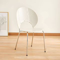 Scandinavian Style Stackable Plastic & Acrylic Side Chair with Silver Legs Dining Chairs