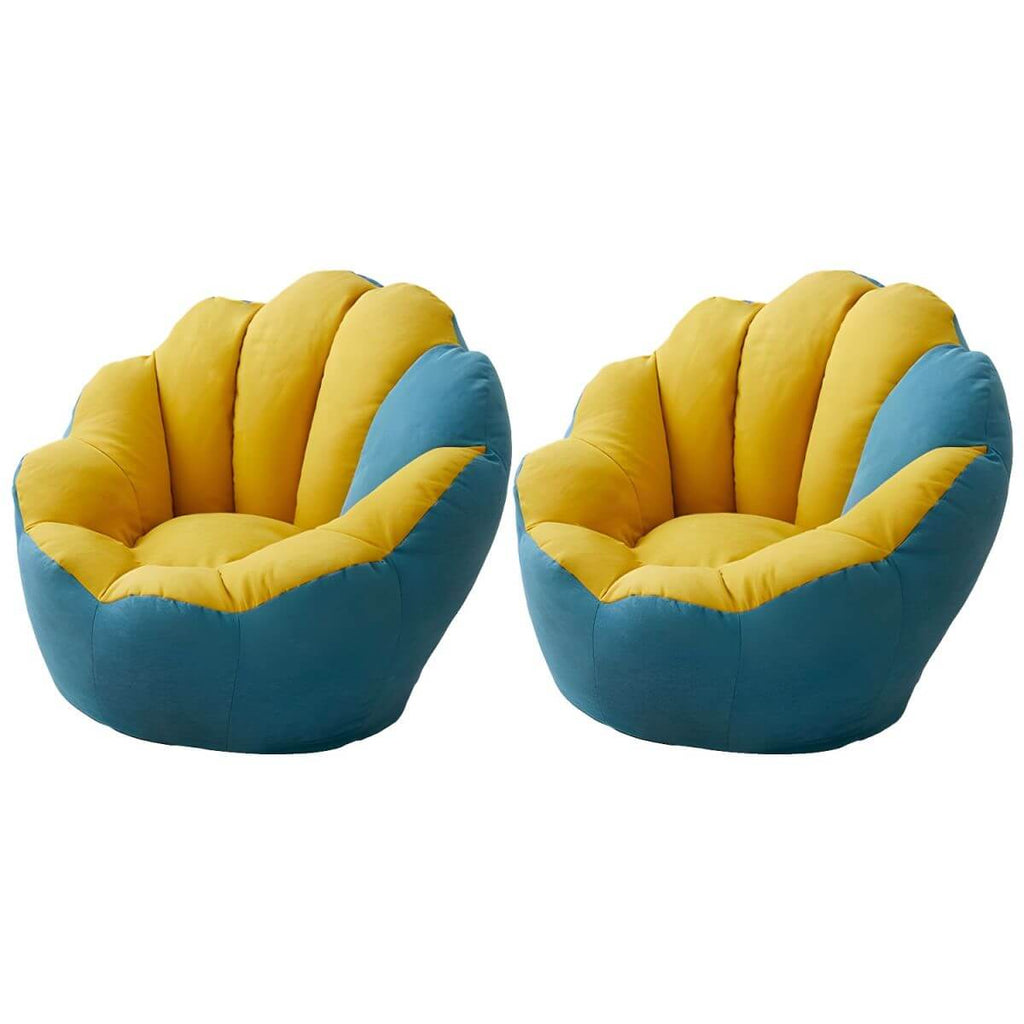 Lemon color cotton blend Papasan chair with slipcover and sewn pillow back accent