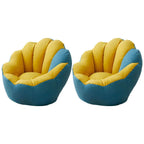 Lemon color cotton blend Papasan chair with slipcover and sewn pillow back accent