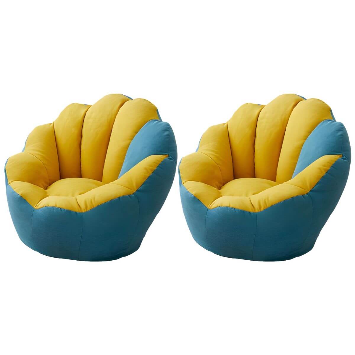 Lemon color cotton blend Papasan chair with slipcover and sewn pillow back accent