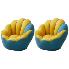 Minimalist Solid Color Lemon Color Cotton Blend Papasan Chair with Slipcover and Sewn Pillow Back Accent Chairs