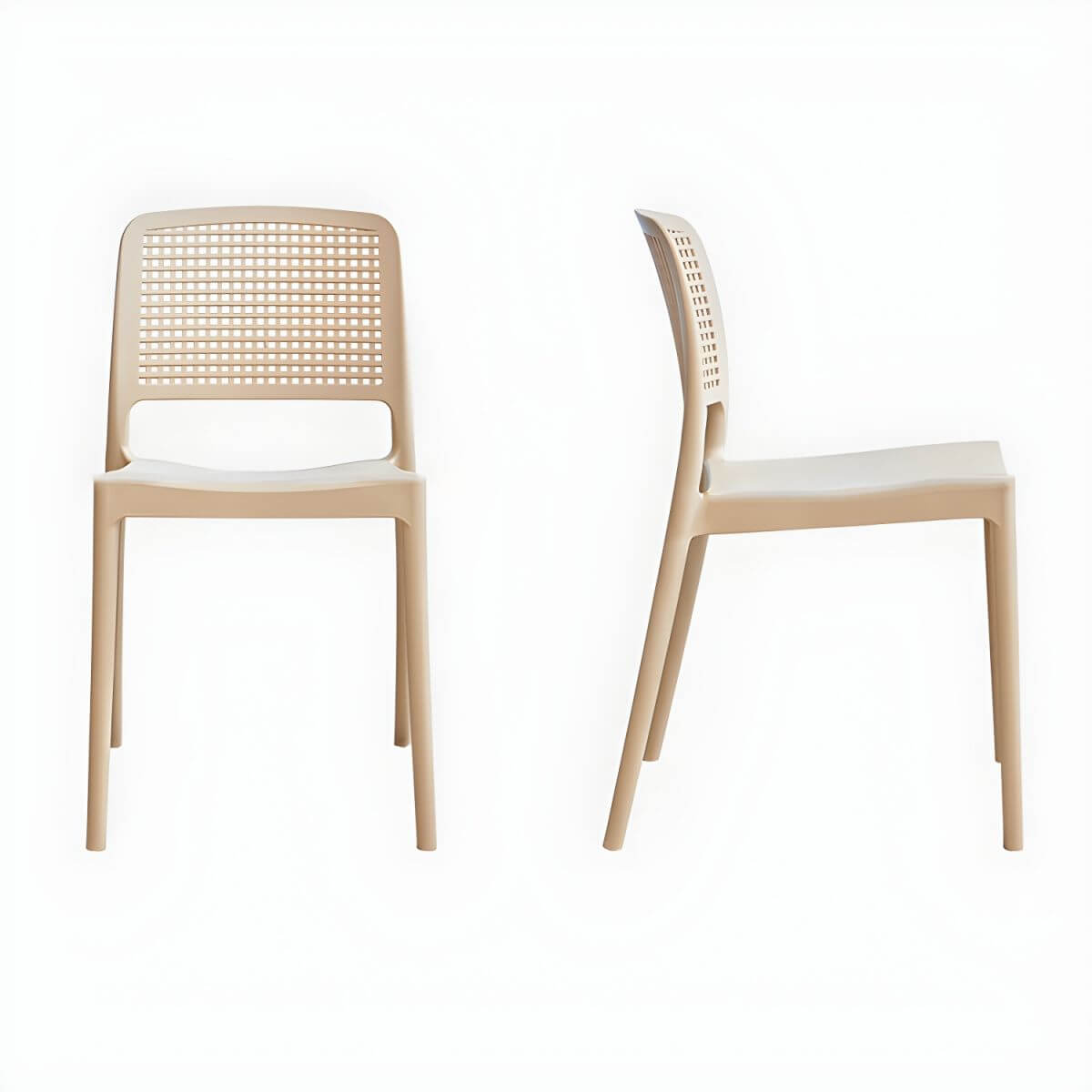 Stackable modern plastic and acrylic side chair for kitchen and dining use