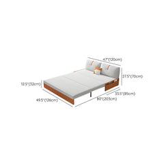 Modern Orange Polyester Blend Sleeper Sofa with Steel Frame and Casters Futons
