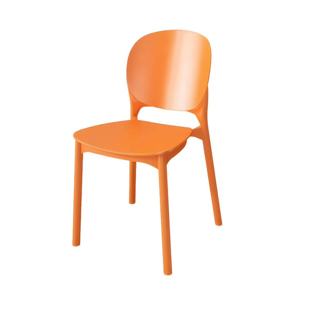 Stackable Scandinavian side chair with open back made of plastic and acrylic for dining
