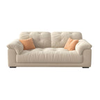 Beige polyester blend sofa with tufted back and pillow top arms, modern and comfortable seating