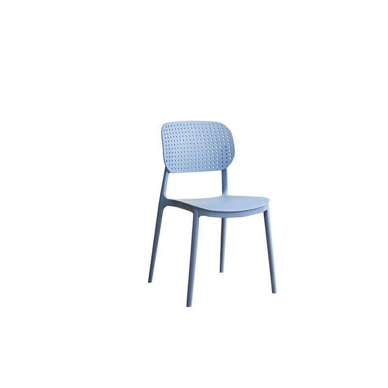 Stackable Scandinavian style plastic and acrylic side chair with low back for dining