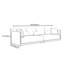 Modern 35-inch polyester sofa with square arms and bolster pillows for living room seating