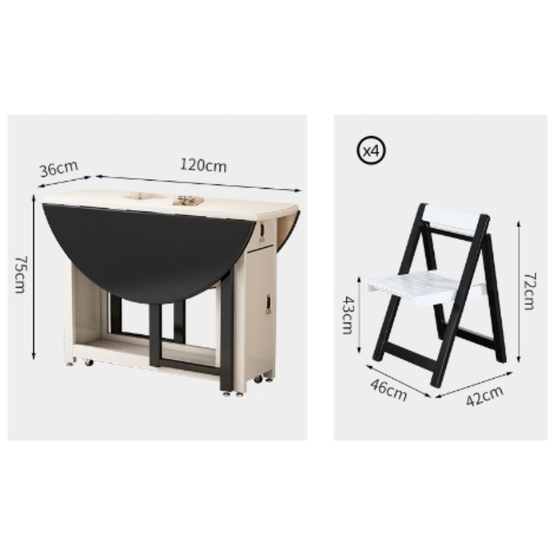 Solid wood folding dining set with smooth surface, easy mobility, and stable design