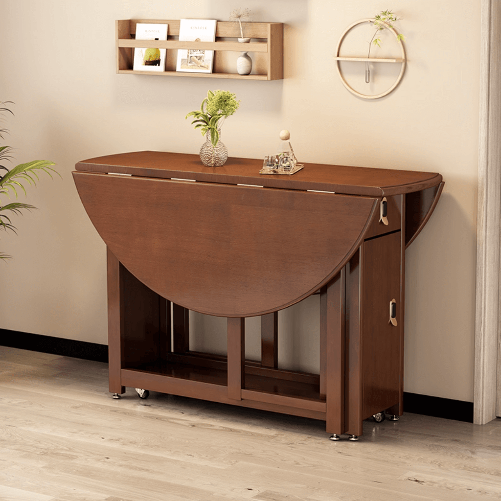 Solid wood folding dining set with smooth surface, easy mobility, and stable design