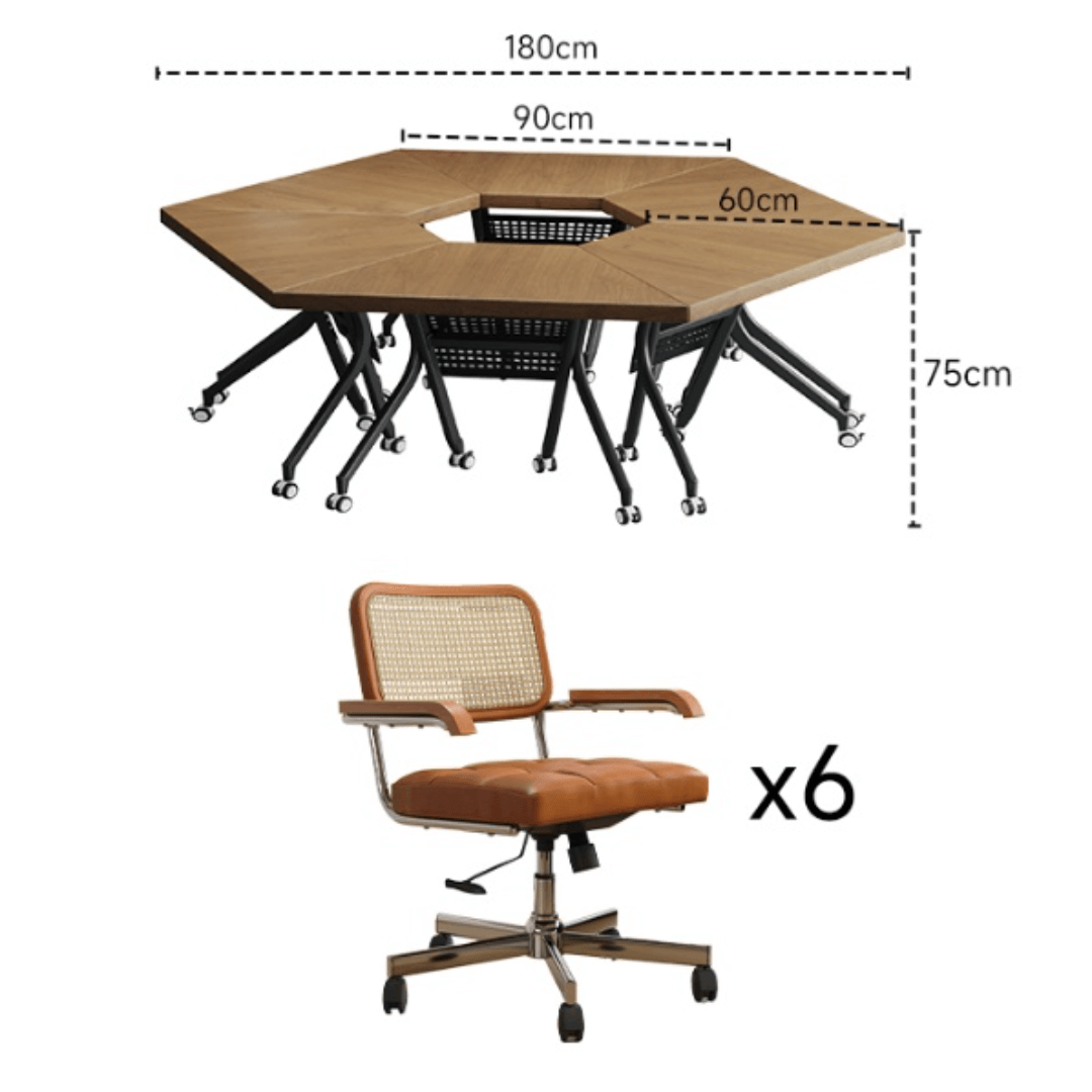 Portable conference table with 360-degree silent wheels for dynamic work environments